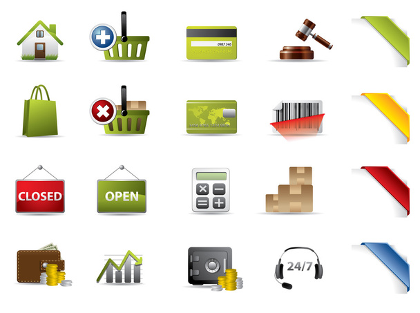 Shopping and auctions icons - Vector, imagen
