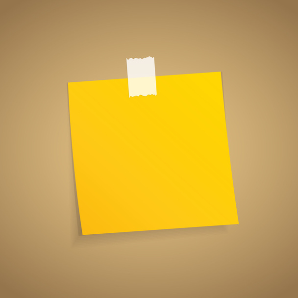 Yellow sticky note on an adhesive tape. - Vector, Image