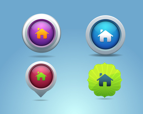 Home Icon/Button Set - Vector, Image