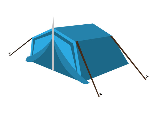Tienda camping azul
 - Vector, Imagen