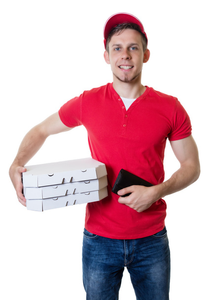 Laughing caucasian pizza delivery guy - Fotografie, Obrázek