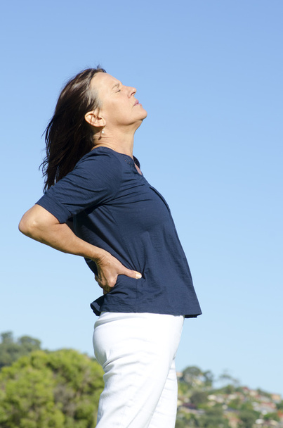 Mature woman and back pain - Φωτογραφία, εικόνα