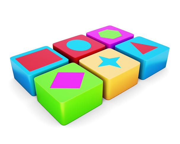 Образовательные красочные кубики выделены на белом фоне. 3d rend
 - Фото, изображение