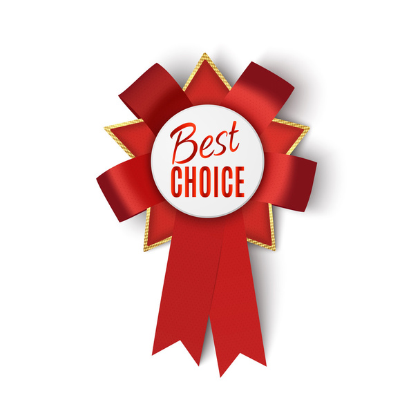 Realistic red fabric award ribbon isolated on white background. Best choice. Vector illustration. - Vetor, Imagem