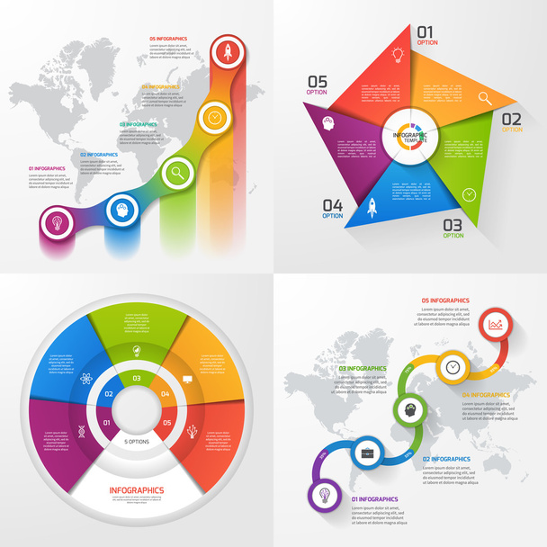 Set of four vector infographic templates. - Vector, Image