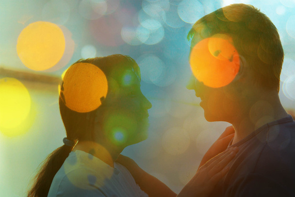 Silhouettes of Couple Man and Woman  - Фото, зображення