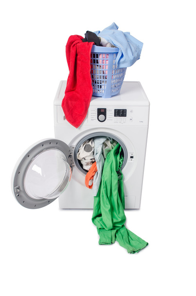 Çamaşır Makinesi Beyaz Arkaplanda İzole Edildi - Fotoğraf, Görsel