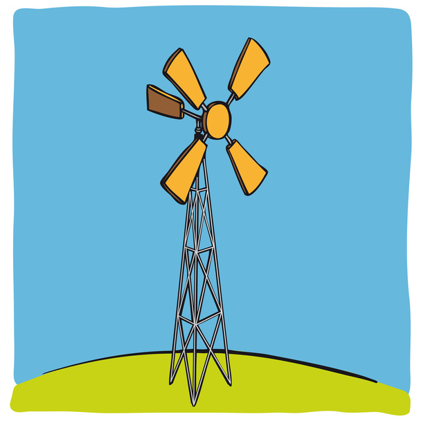 Old wind turbine - Vetor, Imagem