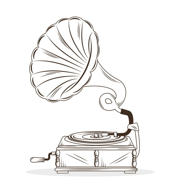 vieux dessin de gramophone icône isolée design
 - Vecteur, image