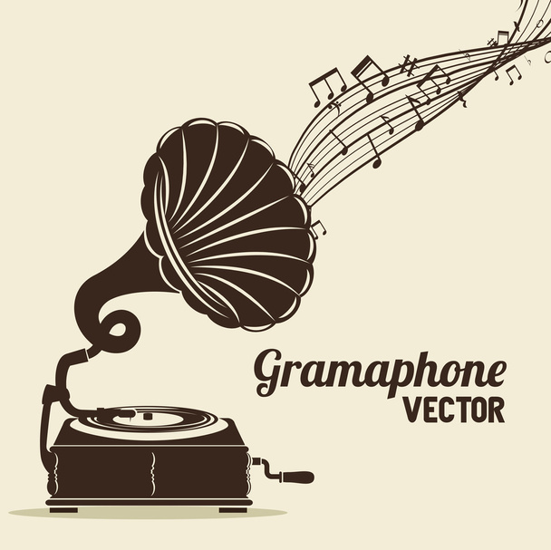 viejo diseño de icono de gramófono aislado
 - Vector, imagen