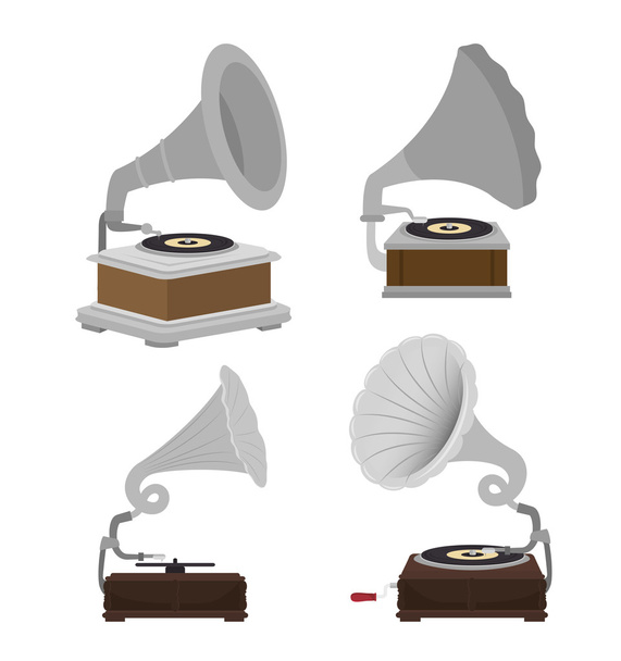 gramófonos conjunto aislado icono de diseño
 - Vector, imagen