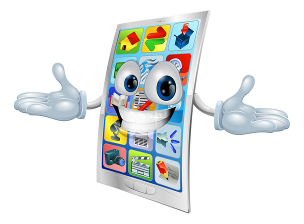 Cell phone mascot cartoon - Vetor, Imagem