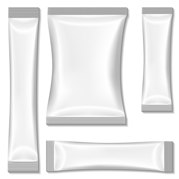 White blank sachet packaging, stick pack - ベクター画像