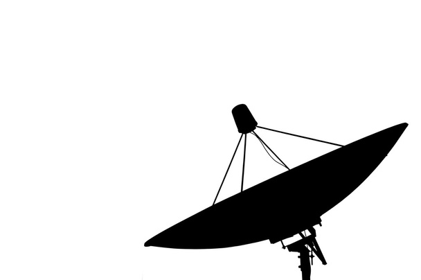 Données de transmission par antenne parabolique isolées sur blanc
   - Photo, image