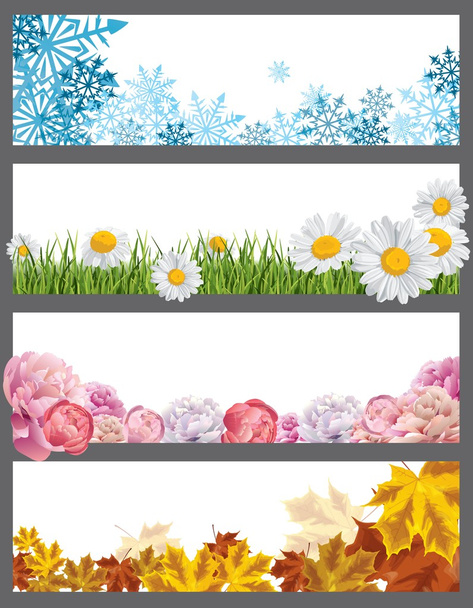изображение с временами года - зимой, весной, летом, осенью
 - Вектор,изображение