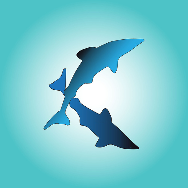 Sharks silhouettes on a blue background - Vector, imagen