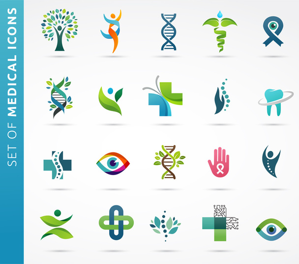 medical, healthcare and pharmacy icons - Vector, Image