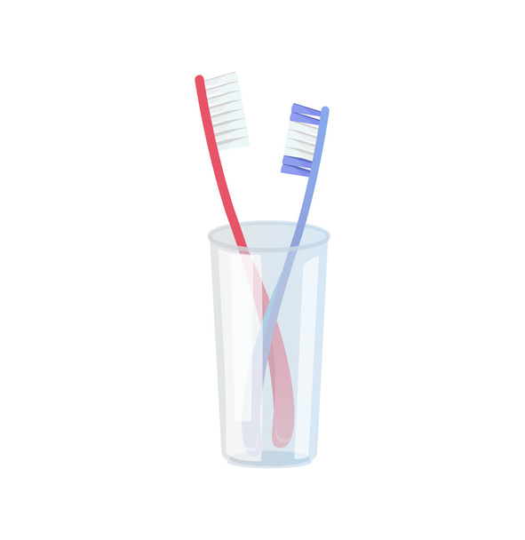 Toothbrushes in Plastic Glass - Vektor, obrázek