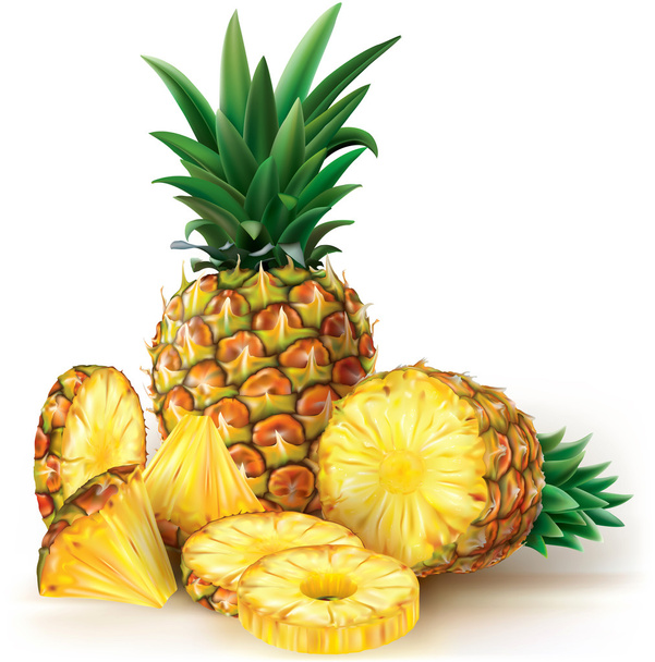 Ananas mit Scheiben - Vektor, Bild