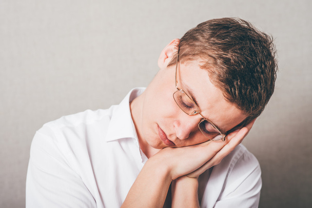 Tired  man in glasses  - Фото, зображення