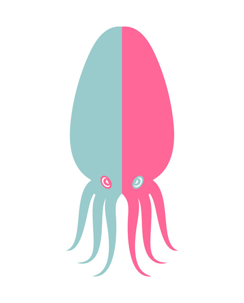 Kleur squid. Onderwater clam. Dier met tentakels. Roze octopu - Vector, afbeelding