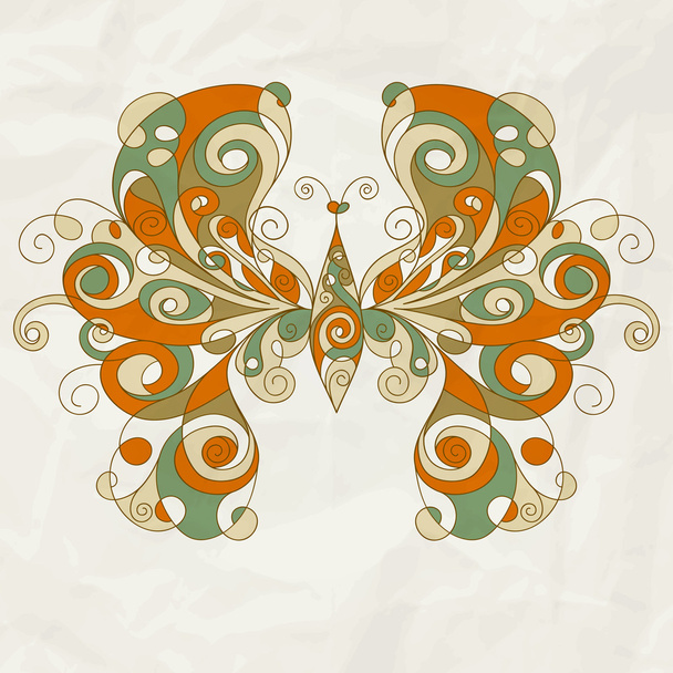 vector stylized butterfly on crumpled paper texture - Vector, Image
