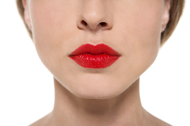Sensual lips with red lipstick - Foto, afbeelding