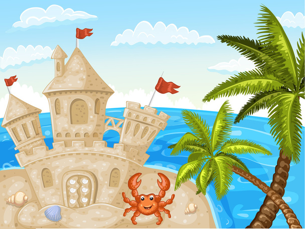 Illustration of sand castle - Вектор,изображение