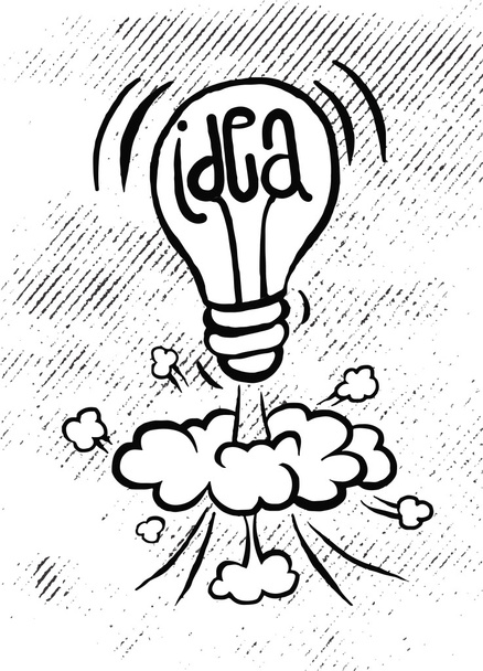 Hand drawing light bulb idea vector illustration - Vector, Image