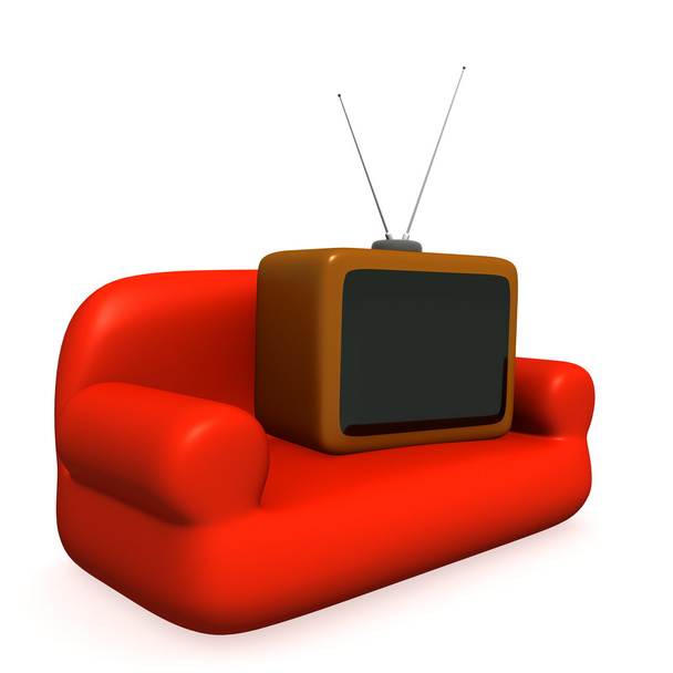 τηλεόραση σε ένα καναπέ - Φωτογραφία, εικόνα