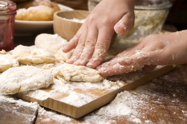 Detail of hands kneading dough - Photo, Image