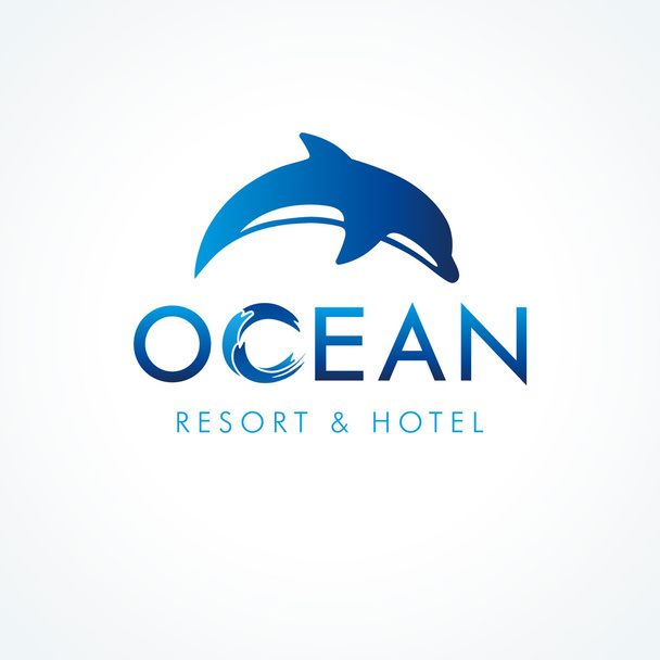 Логотип морского дельфина и отеля
 - Вектор,изображение