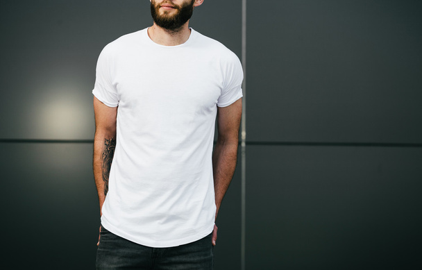 white blank t-shirt with space for your logo - Фото, изображение