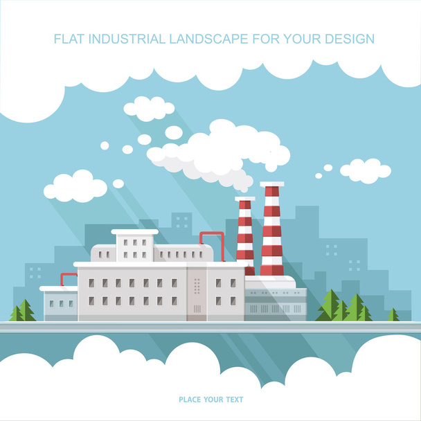 エコロジー コンセプト - 産業工場。フラット スタイル ベクトルによる細かい - ベクター画像