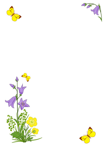 Fondo con flores y mariposas
 - Vector, Imagen