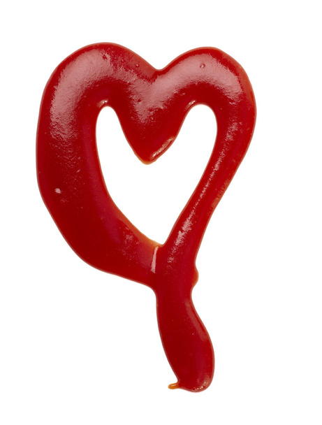 Ketchup stain heart shape love food - Fotoğraf, Görsel