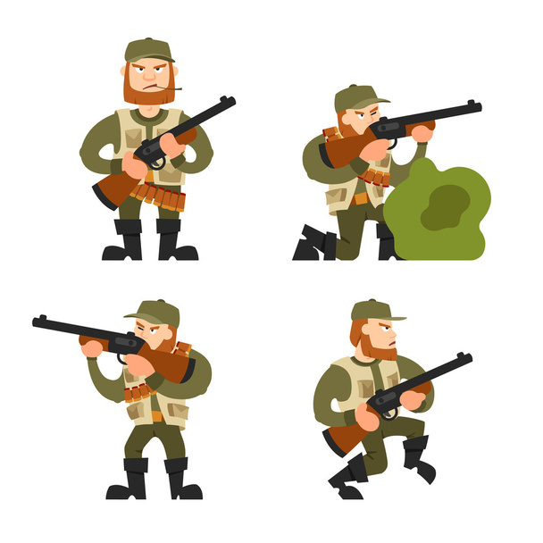 Hunters vector illustration on isolated background - Vecteur, image