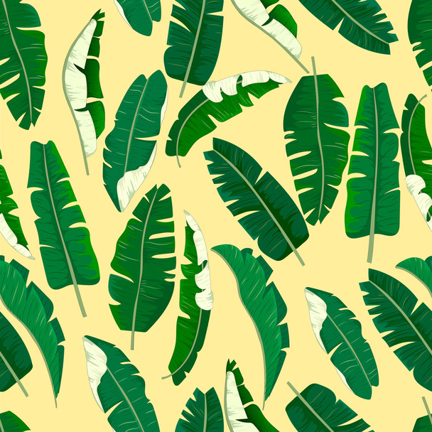 Bananen bladeren naadloze patroon. - Vector, afbeelding