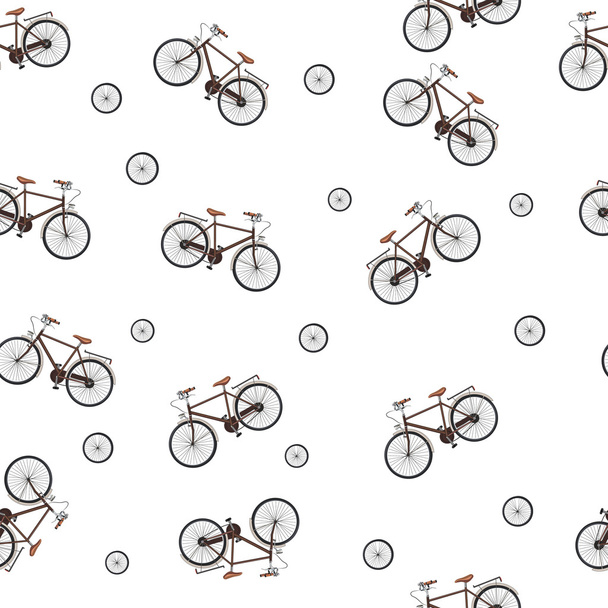 Patrón sin costuras de bicicletas clásicas antiguas. Ilustración vectorial
 - Vector, Imagen