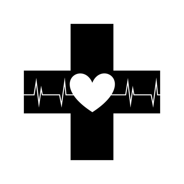 Gezond hartsymbool geïsoleerd pictogram ontwerp - Vector, afbeelding
