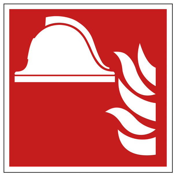 ασφάλεια ζώδιο της φωτιάς, κράνος προειδοποιητικό σήμα - Διάνυσμα, εικόνα
