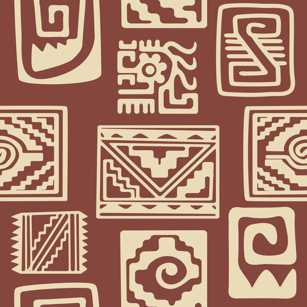 Bezszwowe wzór z Indianie relikwie Ornamentacyjne znaki - Wektor, obraz