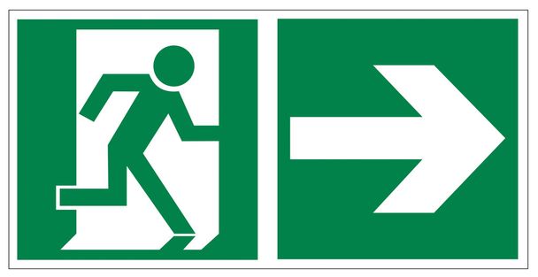 Señales de rescate icono de salida de emergencia flecha de salida
 - Vector, Imagen