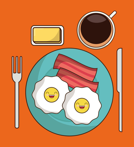 Breakfast design. Kawaii egg icon. Vector graphic - Vector, Image
