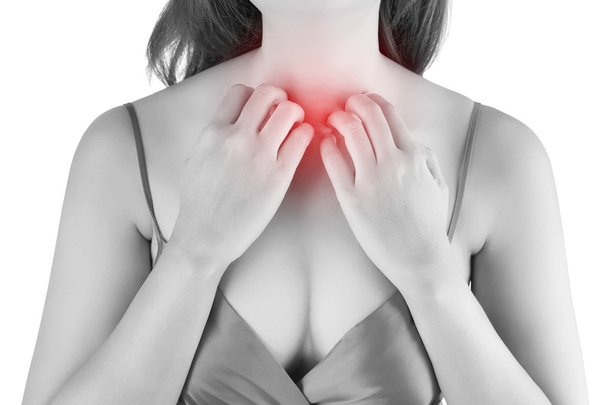 Ξύσιμο φαγούρα στο στήθος της γυναίκας - Φωτογραφία, εικόνα