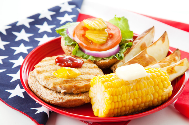 Patriotic American Turkey Burger - Zdjęcie, obraz