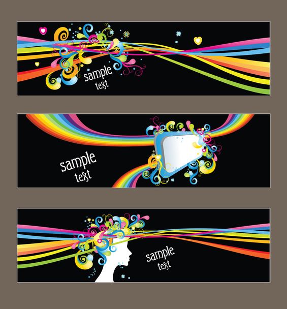Three cards with color swirls - Vettoriali, immagini