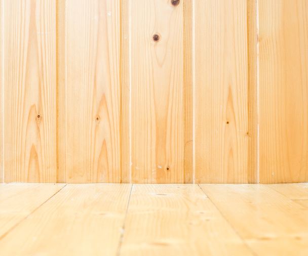 Empty light wooden plank room - Foto, afbeelding