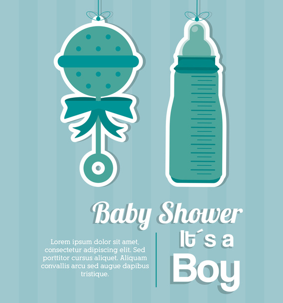 Baby design prysznic. Baby butelki i maraca ikona. grafika wektorowa - Wektor, obraz