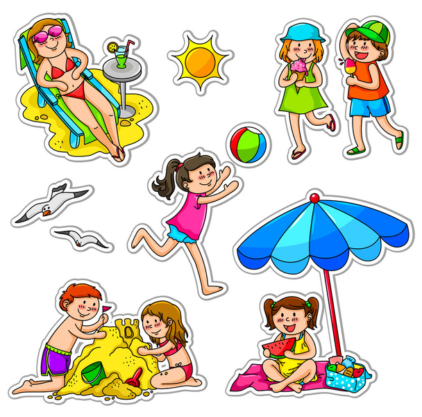 Niños en verano
 - Vector, imagen